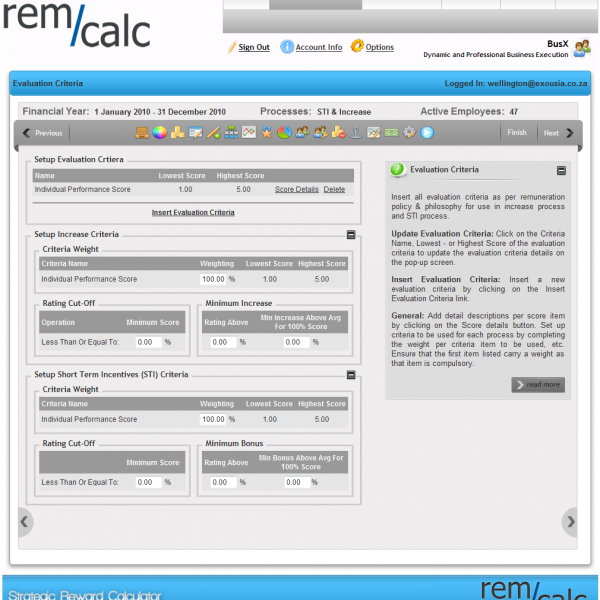 Company Setup - Evaluation Criteria